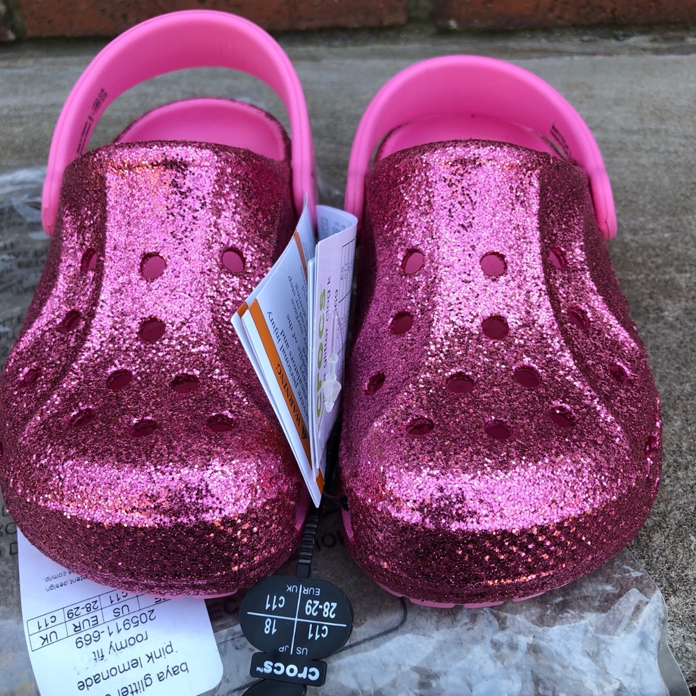 Crocs Kids Baya Glitter Clogs Pink-New - Picture 8 of 11